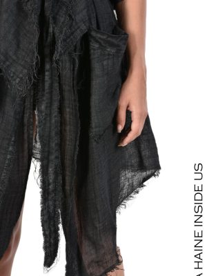 LHW CARDIGAN 4B SYSPI Linen Gauze Black - imagine 4