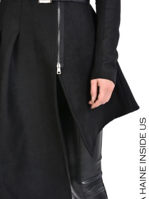 TESAL COAT Cloth & Nappa Leather Black - imagine 4