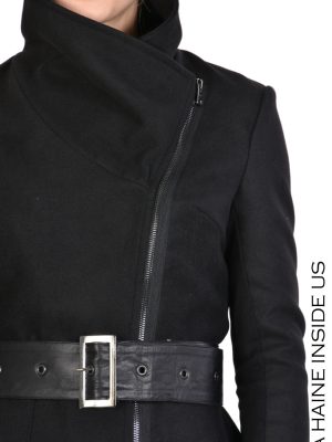 TESAL COAT Cloth & Nappa Leather Black - imagine 5