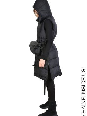 CARAR DOWN JACKET SLEEVELESS Nylon & Faux Fur Black - imagine 4