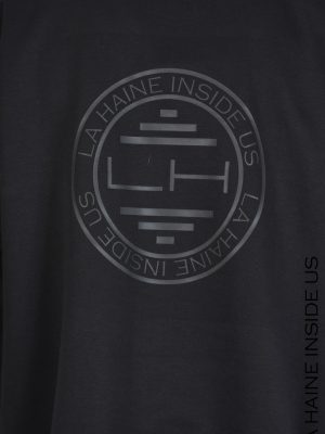 SANGUE SWEATER Oversize Gauze Fleece & Net Black WITH PRINT - imagine 3