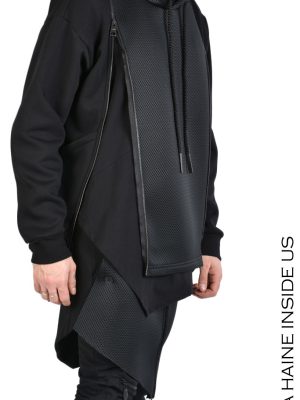 SANGUE SWEATER Oversize Gauze Fleece & Net Black WITH PRINT - imagine 4