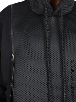 SANGUE SWEATER Oversize Gauze Fleece & Net Black WITH PRINT - imagine 5