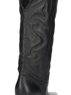 Cizme piele texane negre - imagine 4